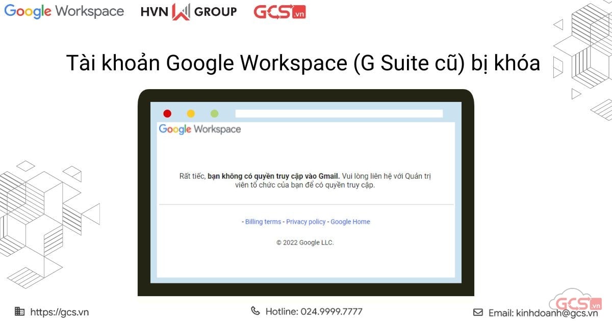 tài khoản google workspace bị khóa