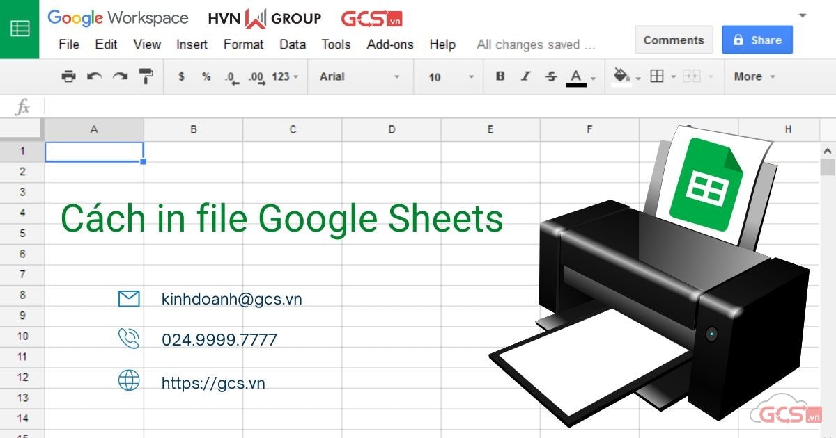 cách in file google sheets