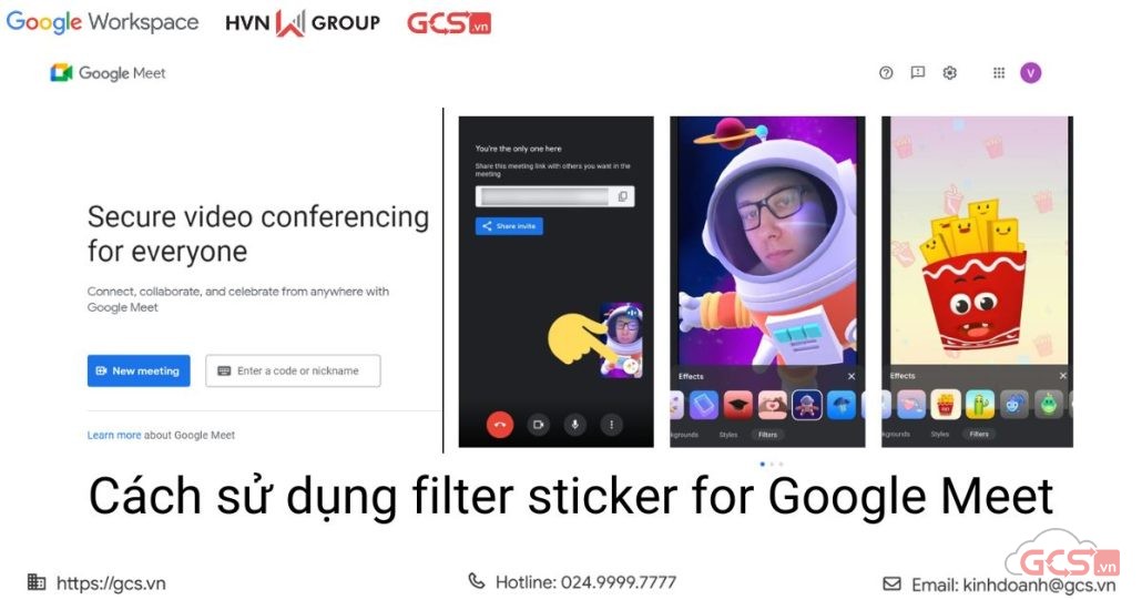 cách sử dụng filter sticker for google meet