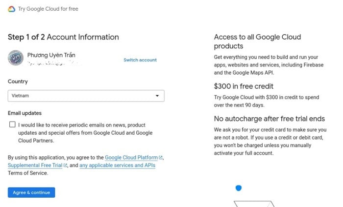 VPS Google Cloud là gì? Tổng quan từ A-Z về máy chủ ảo Google 11 Thiết lập lựa chọn quốc gia