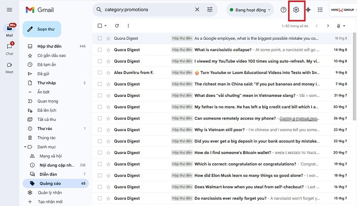 Cách bật chế độ Dark Mode cho Gmail trên mọi thiết bị 6 biểu tượng hình bánh răng Cài đặt