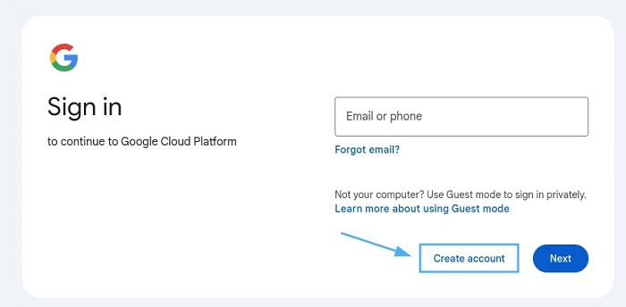 VPS Google Cloud là gì? Tổng quan từ A-Z về máy chủ ảo Google 10 chọn Create account