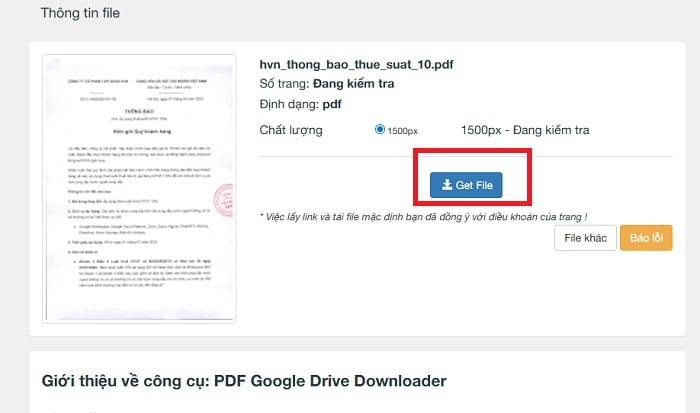 12 Cách tải file Google Drive bị chặn Download nhanh chóng 31 giao diện hiển thị chữ Get file