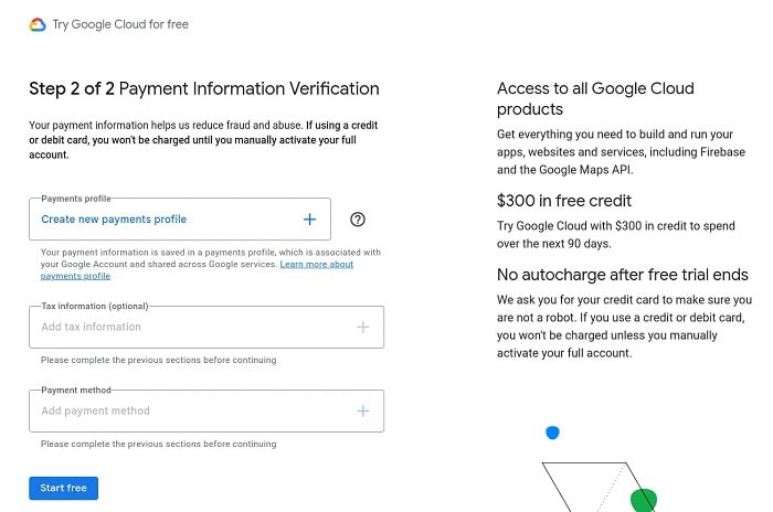 VPS Google Cloud là gì? Tổng quan từ A-Z về máy chủ ảo Google 12 nhấn vào START MY FREE TRIAL