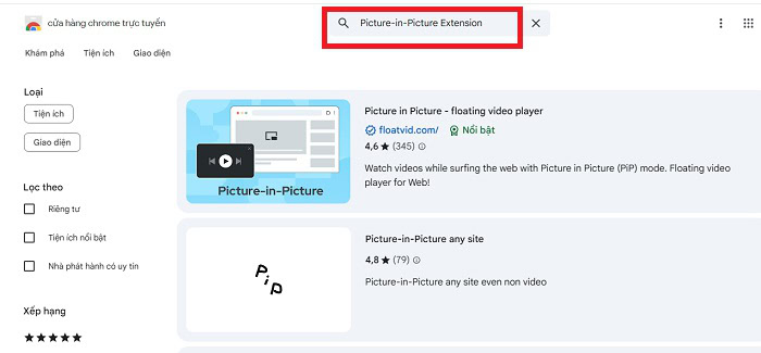 Hướng dẫn bật và dùng tính năng Picture in Picture trong Google Meet 8 tìm kiếm tiện ích mở rộng