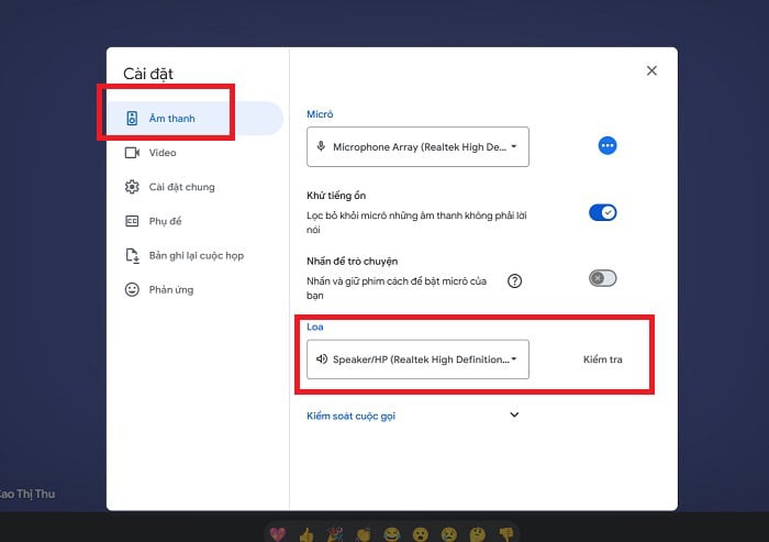 Lỗi Google Meet không có âm thanh? Cách khắc phục lỗi trên máy tính và điện thoại 8 Trong mục Speakers