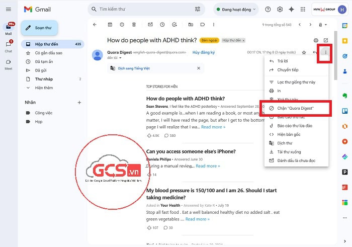 04 Cách chặn tin nhắn rác trên Gmail đơn giản cho Newbie 7 Chặn tên người gửi