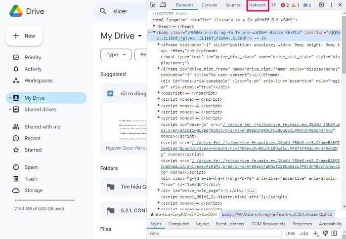 12 Cách tải file Google Drive bị chặn Download nhanh chóng 24 chọn vào mục Network