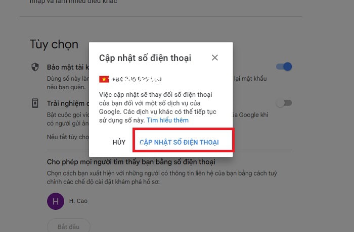 Hướng dẫn chi tiết cách đổi số điện thoại trên Gmail ở mọi thiết bị 9 Cập nhật số điện thoại