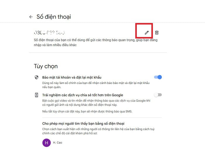 Hướng dẫn chi tiết cách đổi số điện thoại trên Gmail ở mọi thiết bị 8 chọn mục Số điện thoại