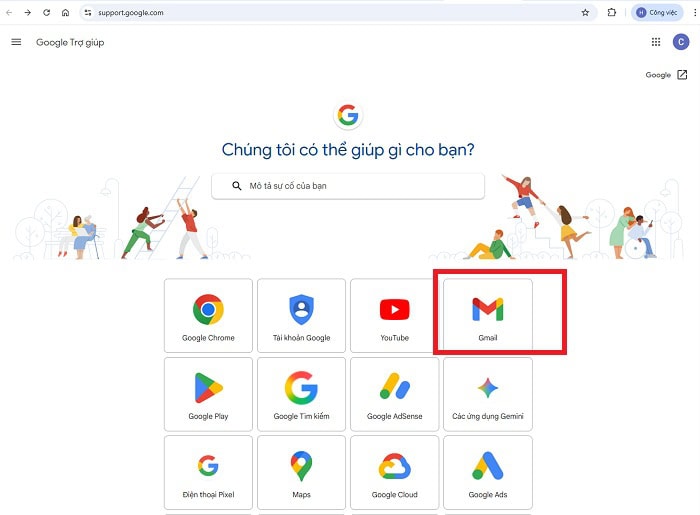 Cách liên hệ với Google| Hướng dẫn chi tiết tại Việt Nam 6 vào phần Gmail