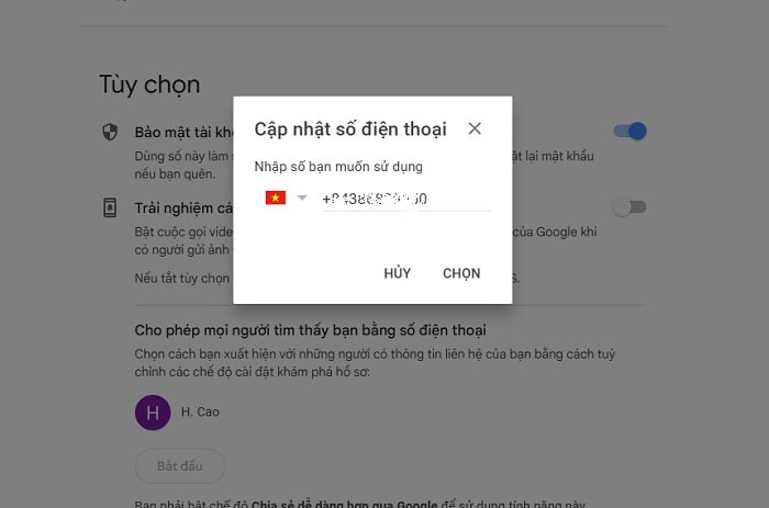 Hướng dẫn chi tiết cách đổi số điện thoại trên Gmail ở mọi thiết bị 11 nhập số điện thoại mới