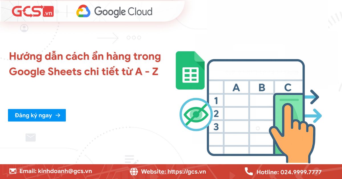 cach an hang trong google sheets
