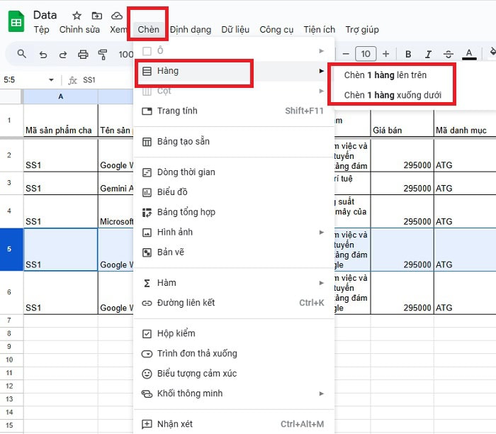 05 Cách chèn nhiều hàng trong Google Sheets đơn giản, nhanh chóng 7 các tùy chọn
