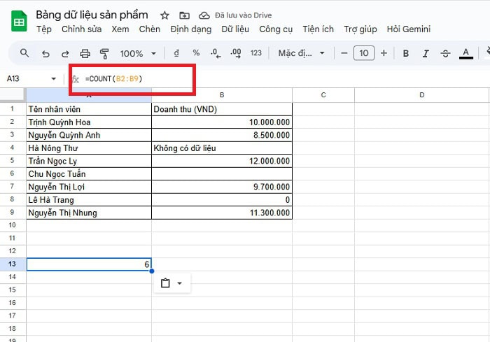 Cách kết hợp hàm COUNT với FILTER trong Google Sheets hiệu quả 7 Ví dụ thực tế