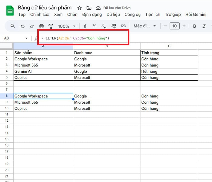 Cách kết hợp hàm COUNT với FILTER trong Google Sheets hiệu quả 10 Ví dụ thực tế