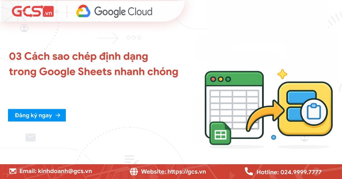 sao chep dinh dang trong google sheets
