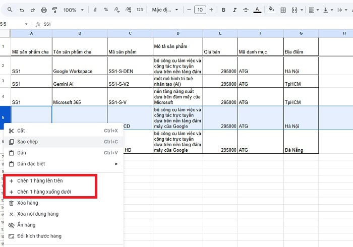 05 Cách chèn nhiều hàng trong Google Sheets đơn giản, nhanh chóng 12 chọn tùy chọn phù hợp