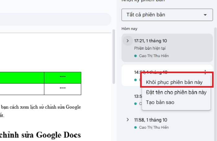 Khôi phục phiên bản này