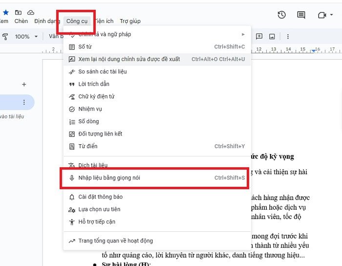 Nhập liệu bằng giọng nói 