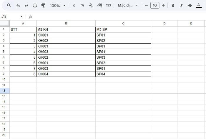 Hướng dẫn chi tiết cách sử dụng hàm UNIQUE trong Google Sheets từ A-Z 10 bảng dữ liệu