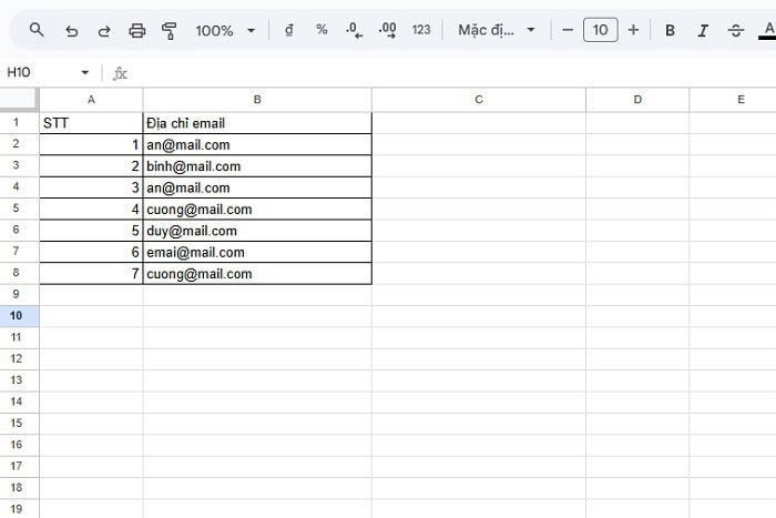 Hướng dẫn chi tiết cách sử dụng hàm UNIQUE trong Google Sheets từ A-Z 8 bảng dữ liệu