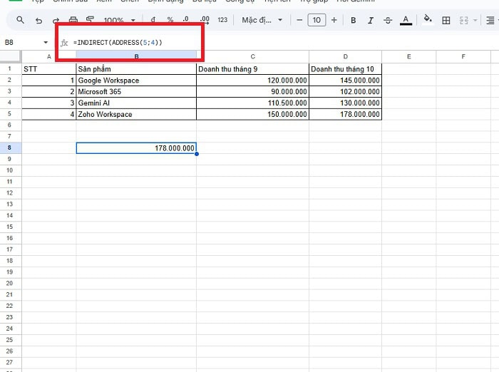 Hàm ADDRESS trong Google Sheets | Cách dùng chuẩn xác nhất 12 Kết hợp ADDRESS và hàm INDIRECT
