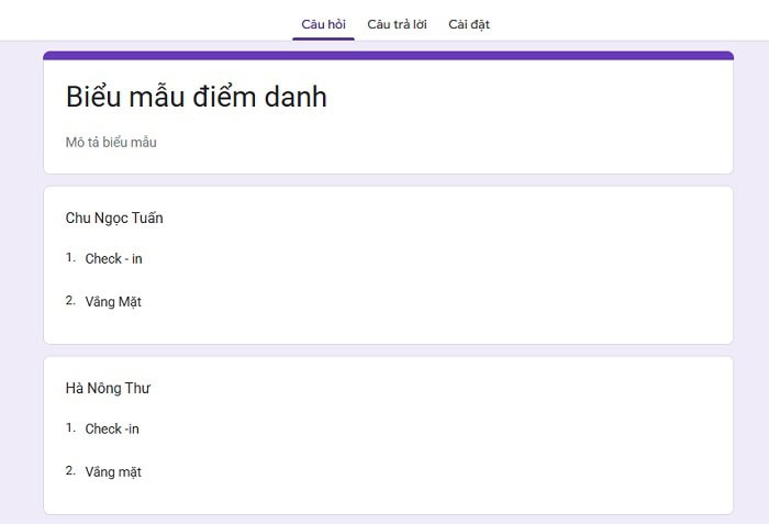Bật mí 02 cách tạo bảng điểm danh trên Google Sheets đơn giản 14 chọn Trắc nghiệm
