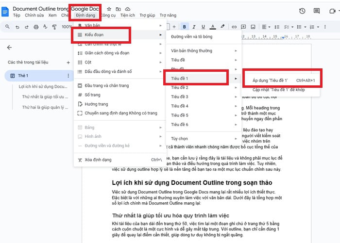 Document Outline trong Google Docs| Hướng dẫn sử dụng từ A-Z 15 Thêm bằng cách vào Định dạng