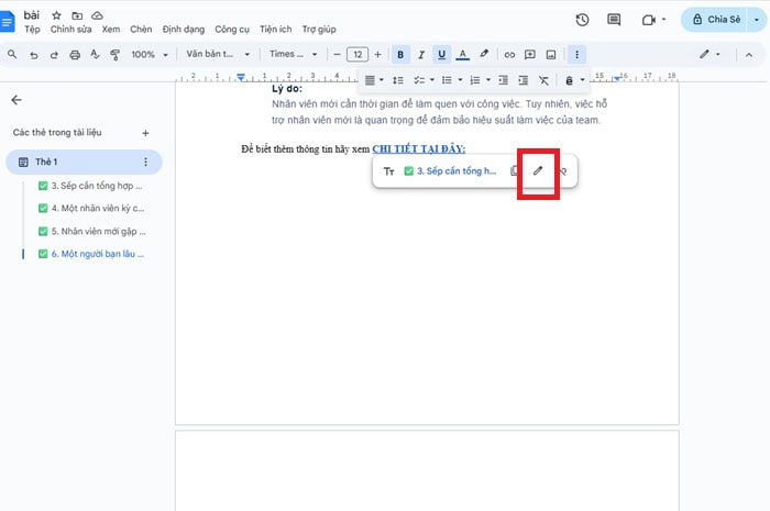Hướng dẫn cách chèn link liên kết trong văn bản Google Docs từ A-Z 21 biểu tượng Chỉnh sửa