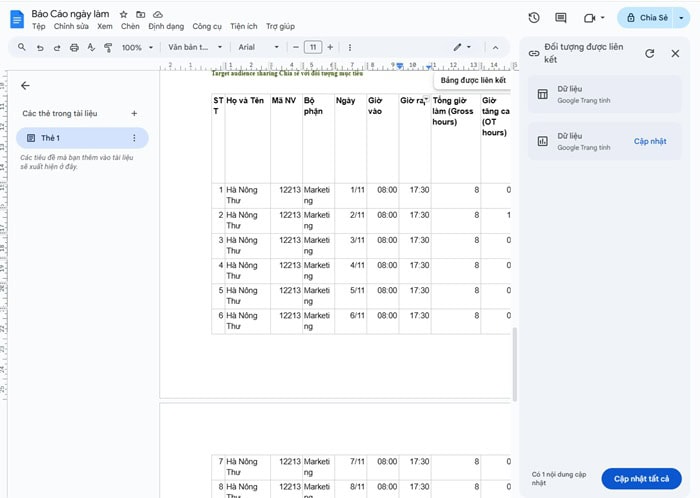 Hướng dẫn chi tiết cách chèn Google Sheets vào Google Docs đơn giản nhất 9 nhấn vào nút Dán