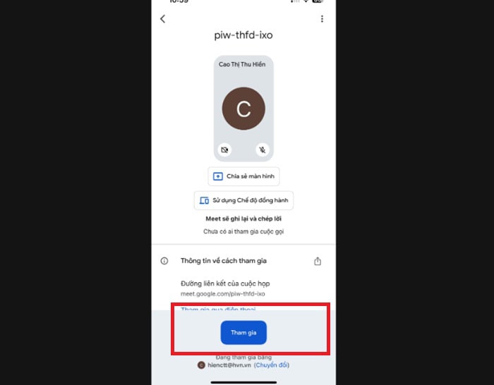 Hướng dẫn cách tắt âm thanh trên Google Meet đơn giản và nhanh chóng 18 nhấn nút Tham gia