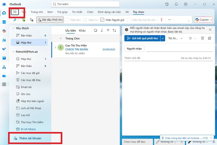 Hướng dẫn cách tạo tài khoản Outlook bằng Gmail cho người mới 18 chọn Add Account
