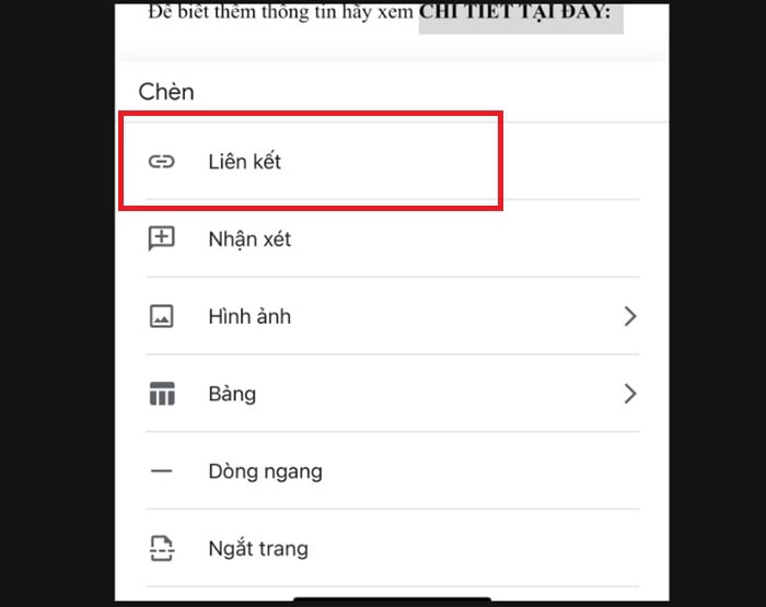 Hướng dẫn cách chèn link liên kết trong văn bản Google Docs từ A-Z 18 chọn mục Liên kết