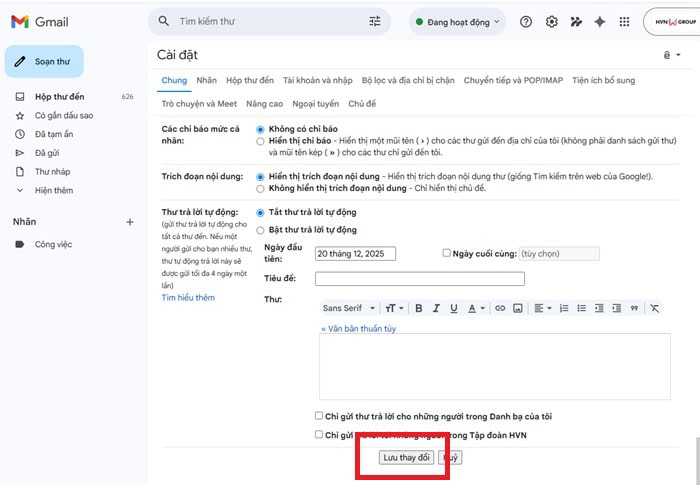 Cách chèn ảnh vào chữ ký Gmail | Hướng dẫn chi tiết đầy đủ 13 Lưu thay đổi