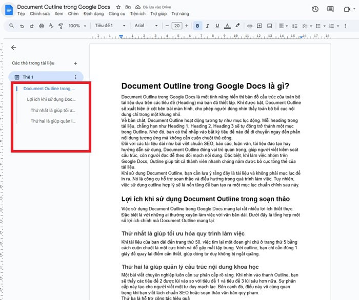 Document Outline trong Google Docs| Hướng dẫn sử dụng từ A-Z 13 bảng Outline bên trái
