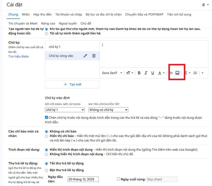 Cách chèn ảnh vào chữ ký Gmail | Hướng dẫn chi tiết đầy đủ 9 Chèn hình ảnh
