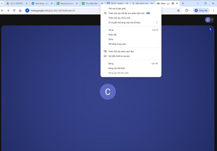 Hướng dẫn cách tắt âm thanh trên Google Meet đơn giản và nhanh chóng 14 nhấn chuột phải vào tab