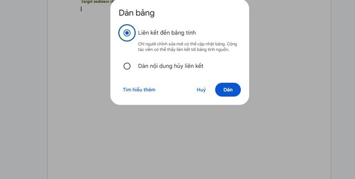 Hướng dẫn chi tiết cách chèn Google Sheets vào Google Docs đơn giản nhất 8 Liên kết với bảng tính