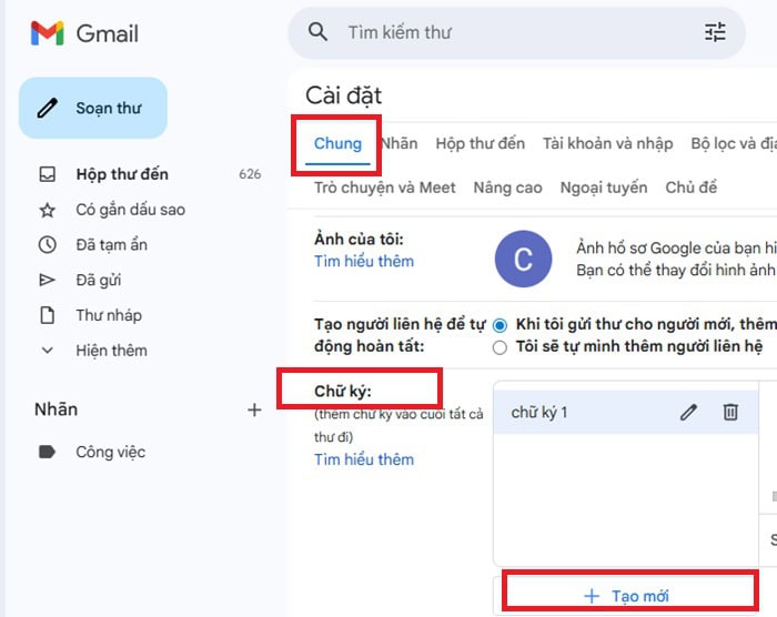 Cách chèn ảnh vào chữ ký Gmail | Hướng dẫn chi tiết đầy đủ 7 nhấn vào nút + Tạo