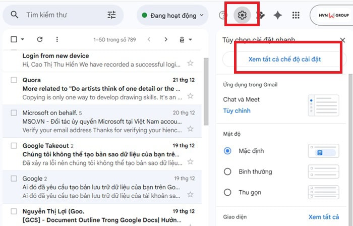 Hướng dẫn cách tạo tài khoản Outlook bằng Gmail cho người mới 13 Xem tất cả chế độ cài đặt