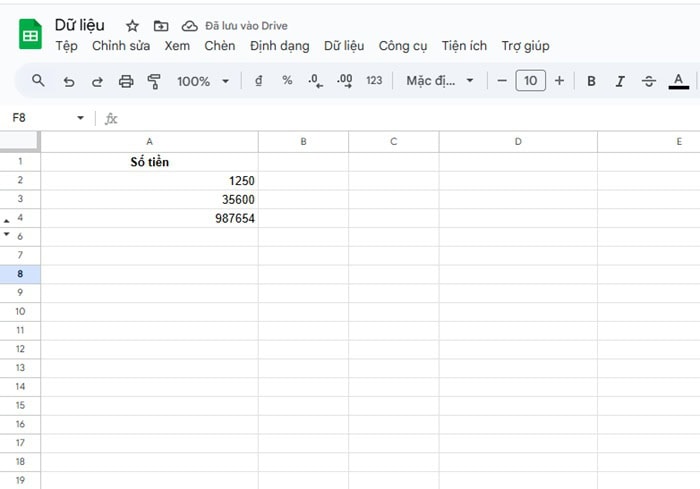 Hàm DOLLAR trong Google Sheets| Hướng dẫn sử dụng từ A-Z 7 bang du lieu dinh dang