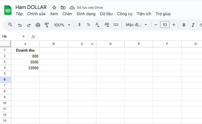 Hàm DOLLAR trong Google Sheets| Hướng dẫn sử dụng từ A-Z 13 bảng dữ liệu