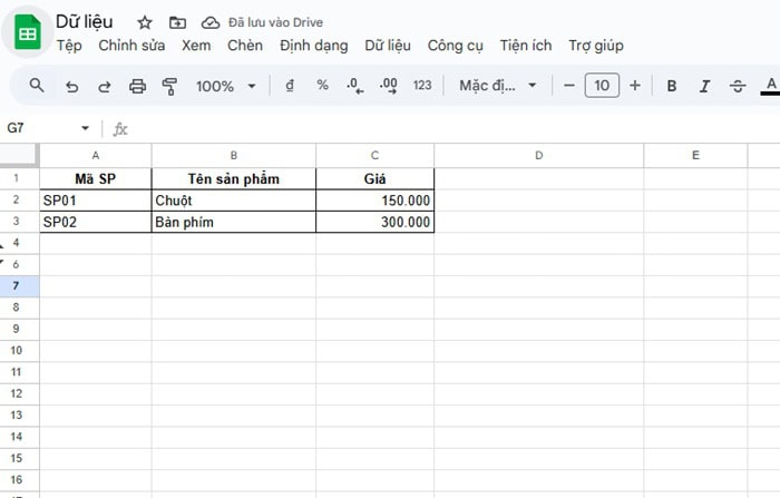 Hàm VLOOKUP và HLOOKUP trong Google Sheets| Hướng dẫn sử dụng từ A-Z 6 bảng dữ liệu sản phẩm
