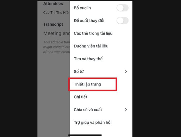 Hướng dẫn cách đổi màu nền Google Docs cho người mới chi tiết từ A-Z 12 chọn Thiết lập trang