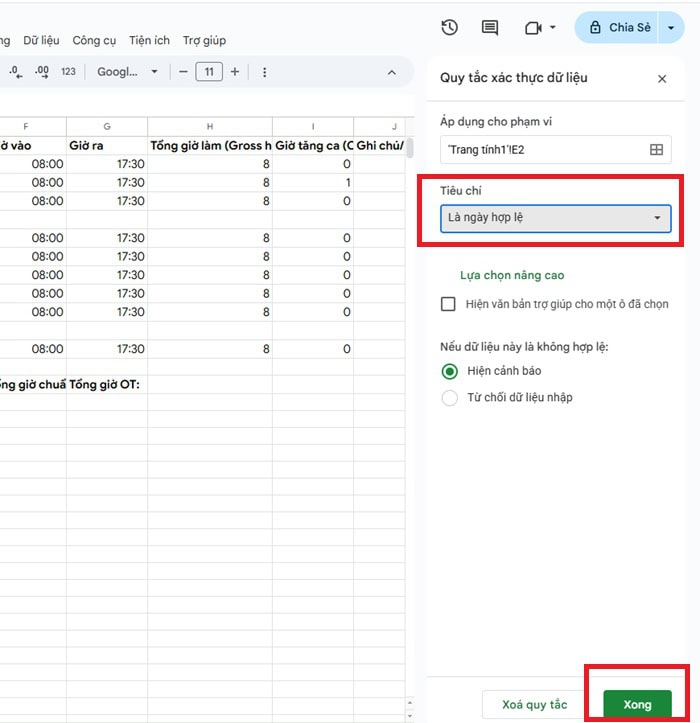 Cách sửa lỗi định dạng ngày tháng trong Google Sheets đơn giản 16 hoàn tất việc thiết lập