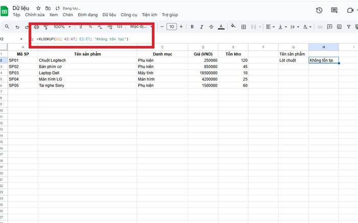 Hàm XLOOKUP trong Google Sheets| Hướng dẫn sử dụng từ A-Z 11 lỗi không thể tìm thấy dữ liệu