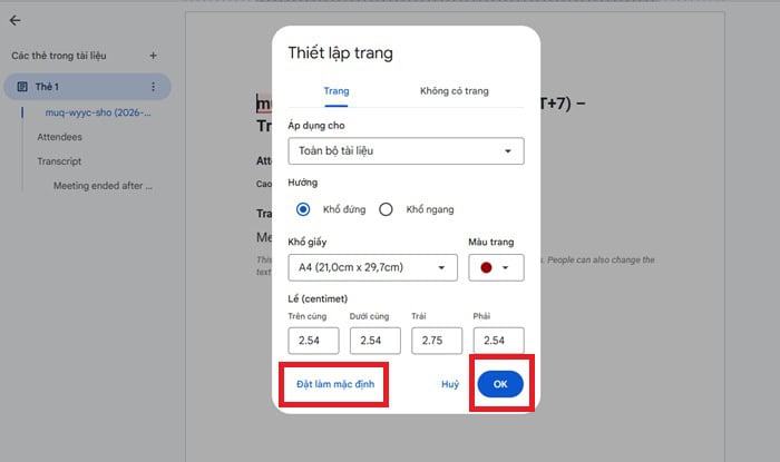 Hướng dẫn cách đổi màu nền Google Docs cho người mới chi tiết từ A-Z 9 Đặt làm mặc định