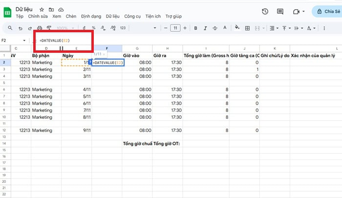 Cách sửa lỗi định dạng ngày tháng trong Google Sheets đơn giản 10 nhập công thức