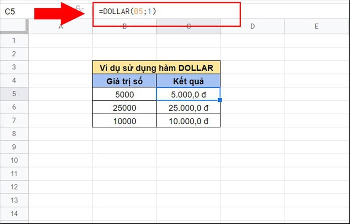 Hàm DOLLAR trong Google Sheets| Hướng dẫn sử dụng từ A-Z 19 sử dụng hàm DOLLAR